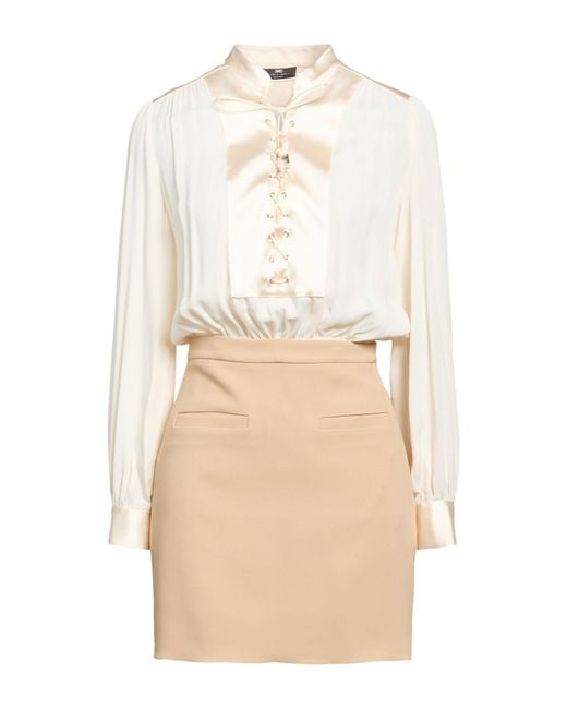 Elisabetta Franchi Natural Mini Dress Viscose, Acetate, Polyamide, Elastane