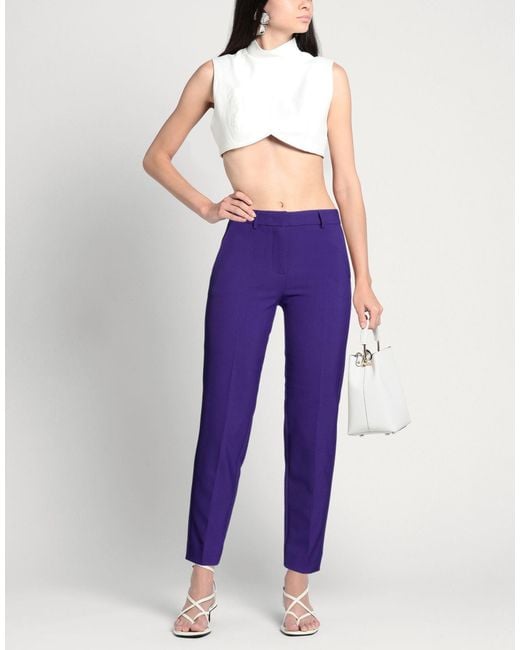 SIMONA CORSELLINI Purple Pants Polyester, Viscose, Cotton, Elastane