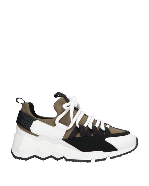 Pierre Hardy White Two-Tone Leather Lace-Up Sneakers for men