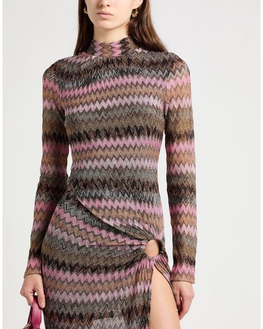 Missoni Pink Maxi Dress Viscose, Metallic Fiber, Polyamide