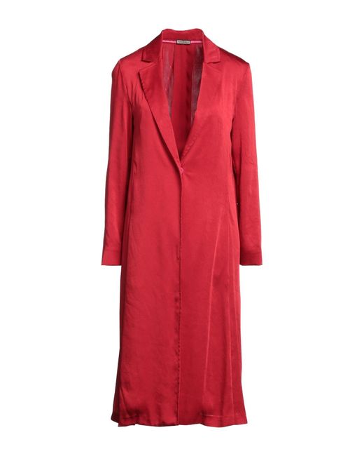 Maliparmi Red Overcoat & Trench Coat Polyester