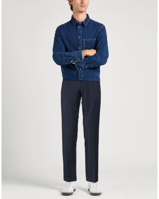 Barba Napoli Blue Pants Polyester, Wool, Elastane for men