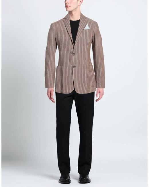 OVER/D Brown Blazer Cotton, Polyester, Linen for men