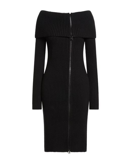 Tod's Black Midi Dress Merino Wool, Cashmere