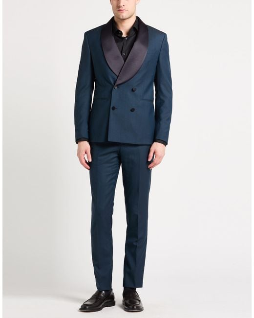 Paoloni Blue Suit Virgin Wool, Viscose, Elastane for men