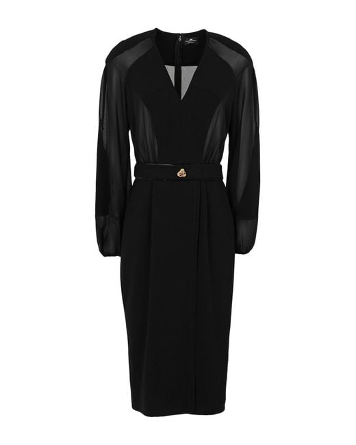 Elisabetta Franchi Black Midi Dress Polyester