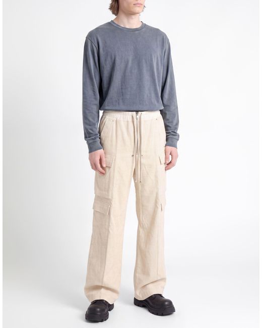 Rick Owens Natural Cream Pants Cotton, Linen for men