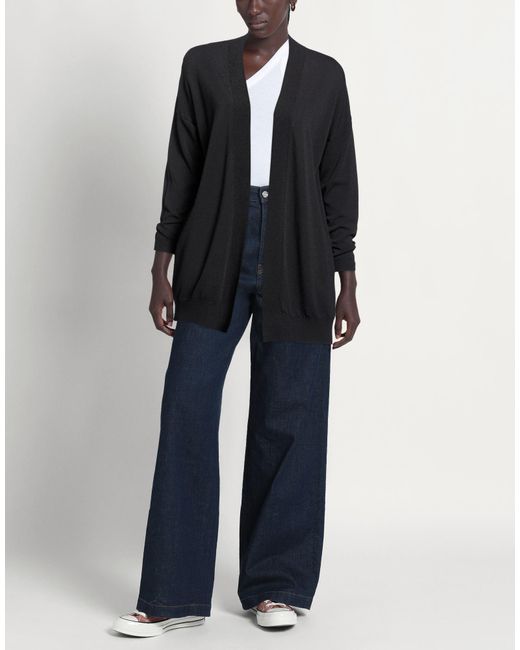 SOLOTRE Black Cardigan Viscose, Polyamide