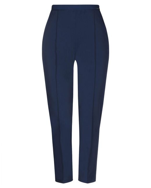 Elisabetta Franchi Blue Pants Polyester, Elastane