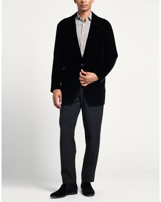 Giorgio Armani Black Blazer Viscose, Cupro, Elastane for men