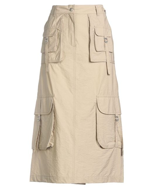 Acne Natural Midi Skirt Cotton, Nylon