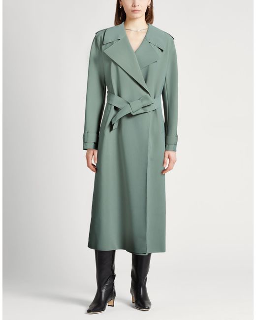 Harris Wharf London Green Military Overcoat & Trench Coat Polyamide, Elastane