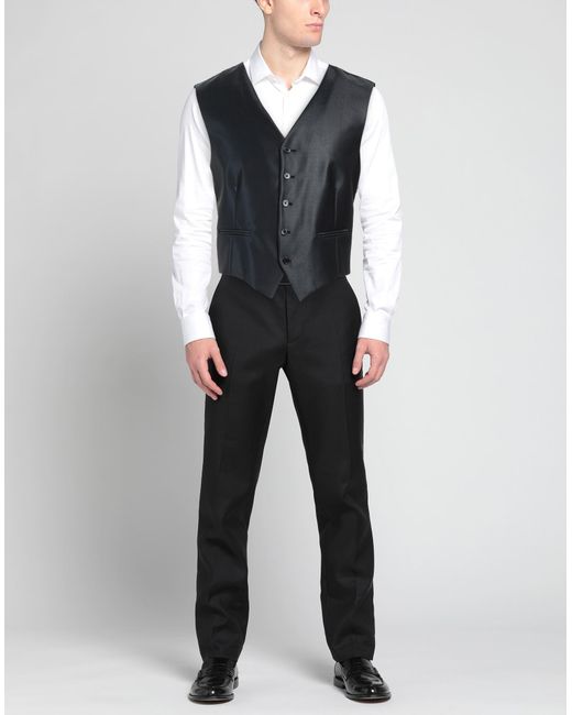 Angelo Nardelli Black Tailored Vest Virgin Wool, Silk for men
