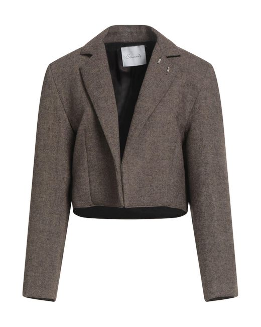 Souvenir Clubbing Brown Blazer Polyester, Viscose, Wool