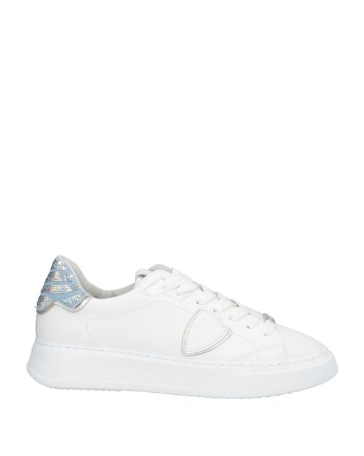 Philippe Model White Sneakers Leather, Textile Fibers