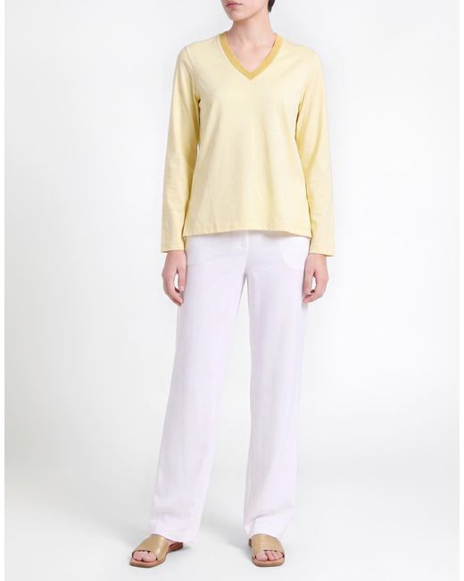 Fabiana Filippi Yellow T-Shirt Cotton, Virgin Wool, Alpaca Wool, Cashmere, Silk