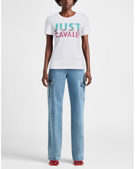 Just Cavalli White T-Shirt Cotton, Elastane