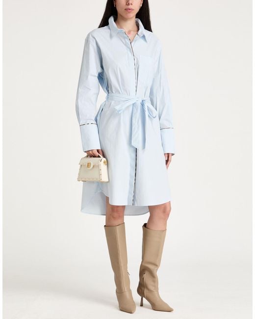 Burberry Blue Midi Dress Cotton, Elastane