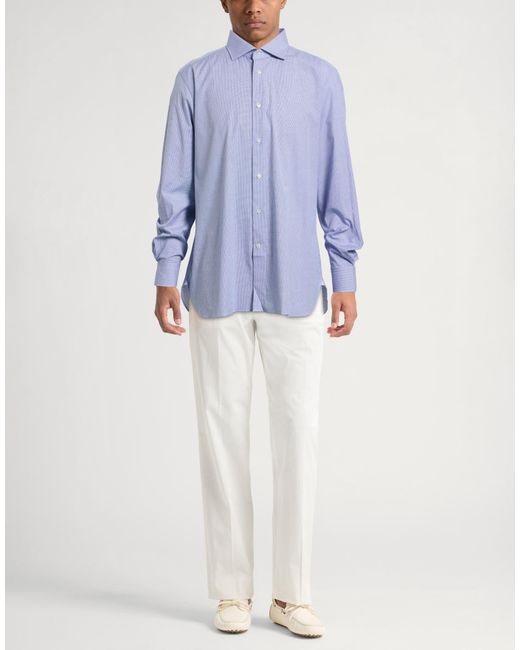 Zegna Blue Shirt Cotton, Elastane for men