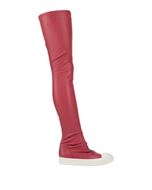 Rick Owens Red Knee Boots