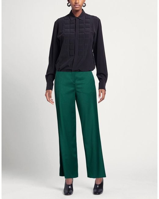 Nora Barth Green Pants Polyester, Viscose, Wool, Elastane