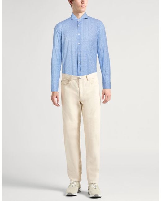 Fedeli Blue Shirt Cotton, Elastane for men