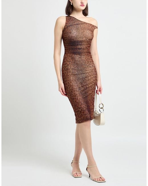 ViCOLO Brown Midi Dress Polyester, Elastane