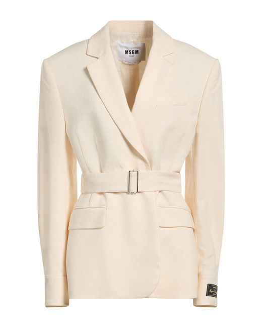 MSGM Natural Cream Blazer Viscose, Polyester, Elastane
