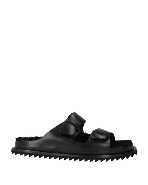 Officine Creative Black Sandals Leather, Shearling for men