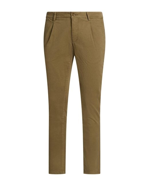 Teleria Zed Green Camel Pants Cotton, Elastane for men