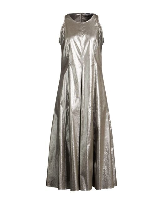 Caliban Gray Maxi Dress Cotton, Polyurethane, Elastane