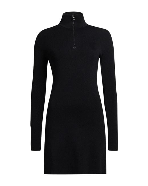 Courreges Black Mini Dress Merino Wool