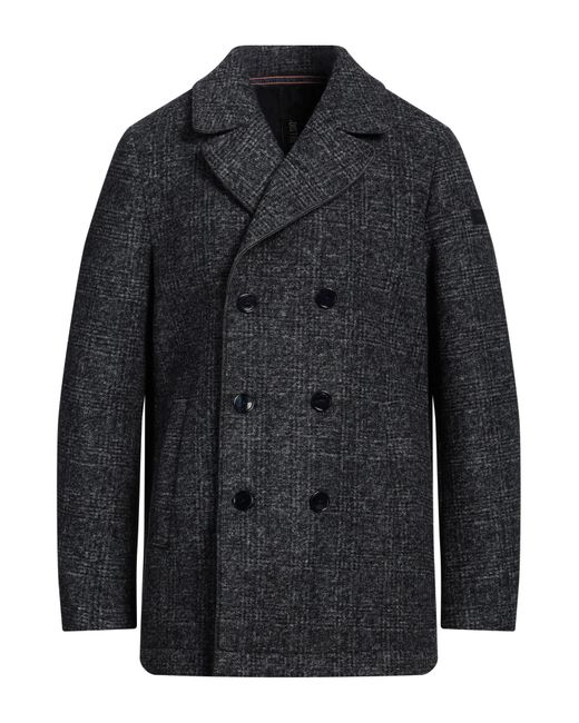 DISTRETTO 12 Black Midnight Coat Viscose, Polyester, Wool for men