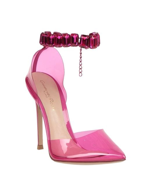 Gianvito Rossi Pink Fuchsia Pumps Leather, Textile Fibers