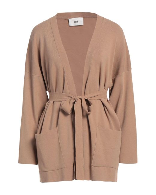 SOLOTRE Brown Camel Cardigan Viscose, Polyester