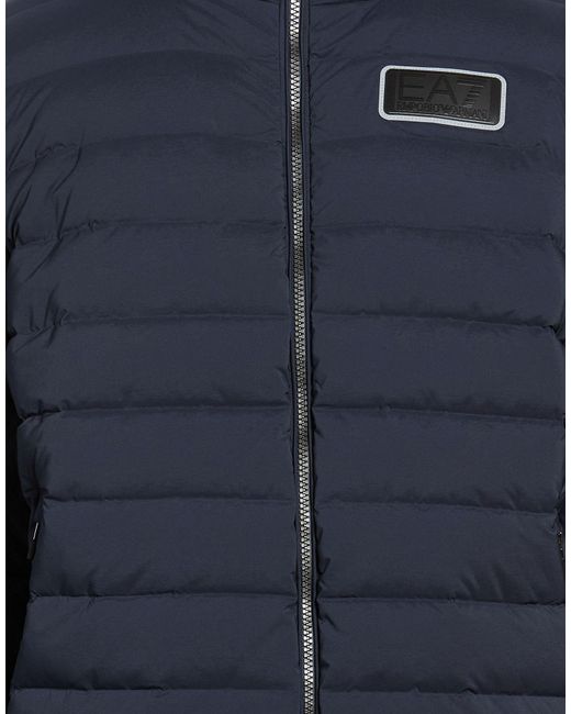 EA7 Blue Midnight Puffer Polyester, Elastane for men