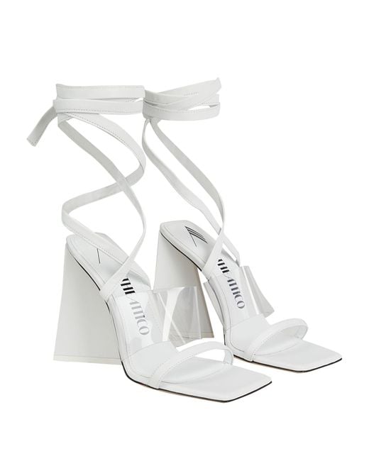 The Attico White Sandals Leather, Textile Fibers