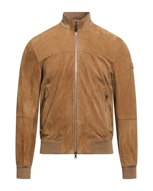 Peuterey Brown Camel Jacket Leather for men