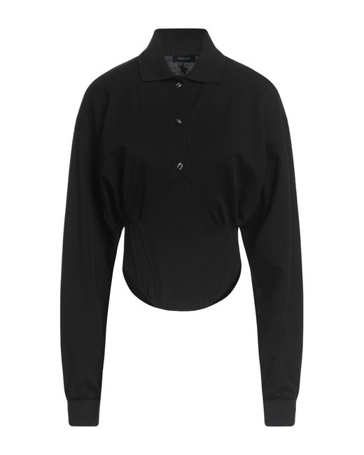 Mugler Black Polo Shirt Cotton