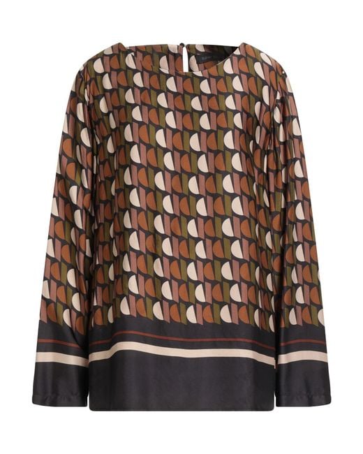 Elena Miro Brown Military Top Viscose