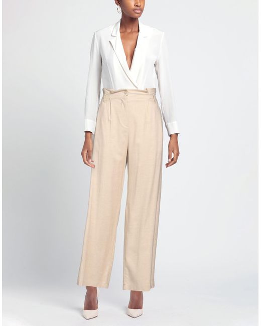 Pinko Natural Pants Viscose, Wool, Elastane