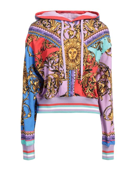 Versace Jeans Couture White Mauve Sweatshirt Cotton, Polyester, Polyamide, Elastane