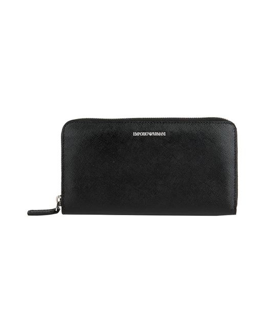Emporio Armani Black Wallet Cow Leather, Polyurethane