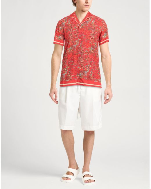 Orlebar Brown Red Shirt Viscose, Linen for men