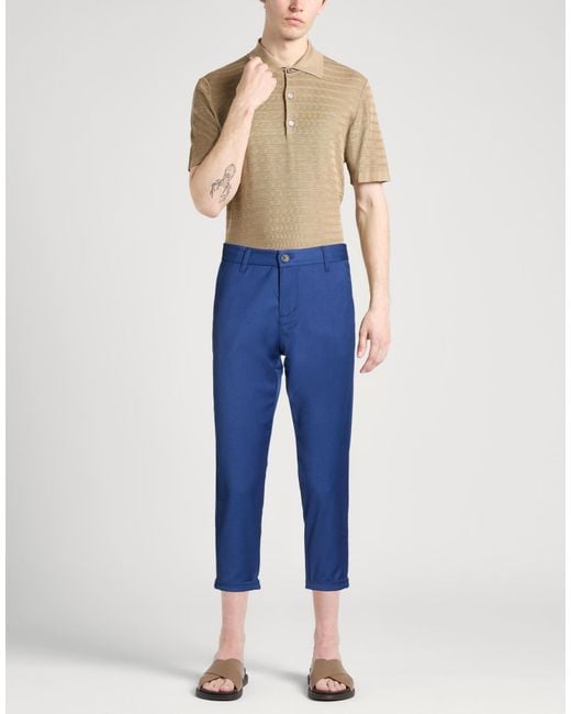 Imperial Blue Pants Polyester, Viscose, Elastane for men