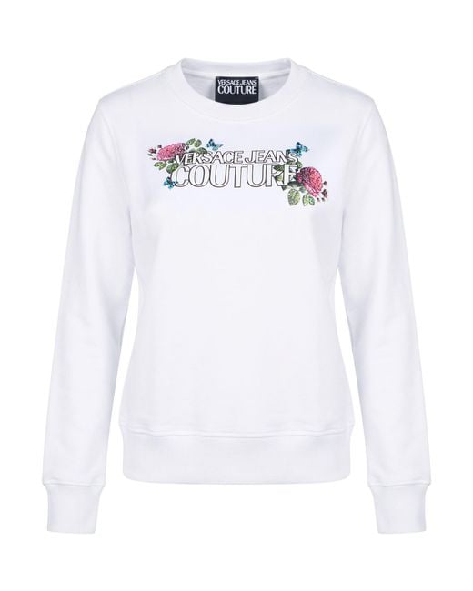 Versace Jeans Couture White Sweatshirt Cotton, Elastane