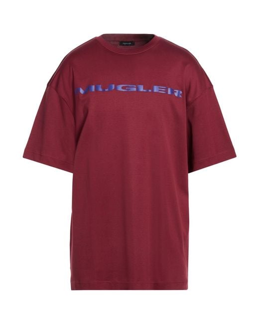 Mugler Red Burgundy T-Shirt Cotton for men