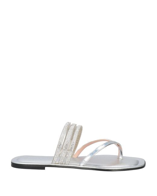 Pollini White Thong Sandal Polyurethane, Pvc
