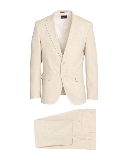 Boss Natural Suit Polyester, Virgin Wool, Linen, Elastane for men