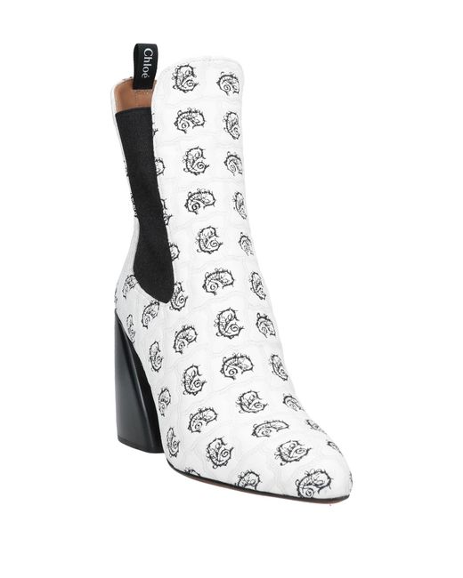 Chloé White Ankle Boots